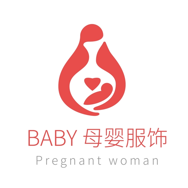 红色简洁母婴类服饰logo模板