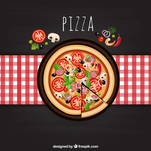 意大利披萨俯视图矢量素材
