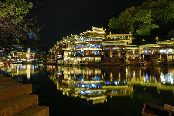 鳳凰古城夜景鳳凰古城古建筑