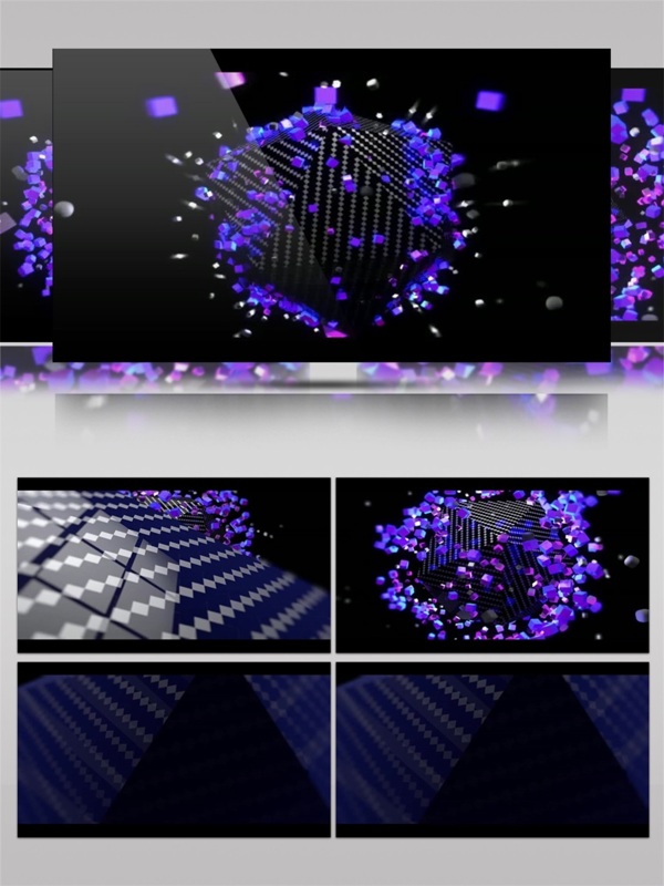 紫色星际方块高清视频素材