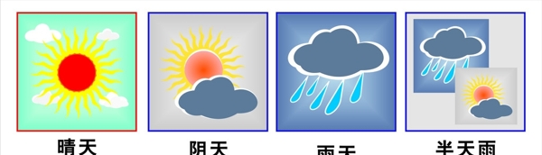 晴天阴天雨天标志图片