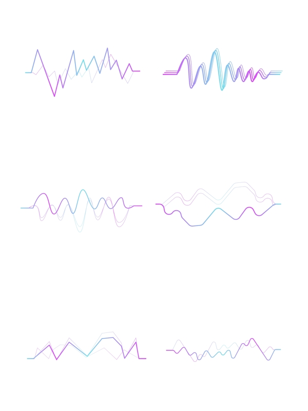 矢量迷幻声波曲线AI套图紫色