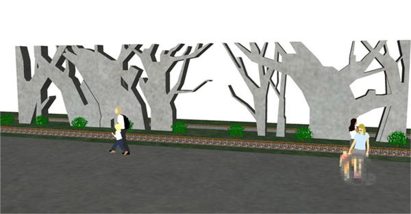 创意树木景观墙SU草图skp模型