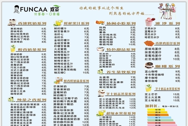 奶茶店菜單