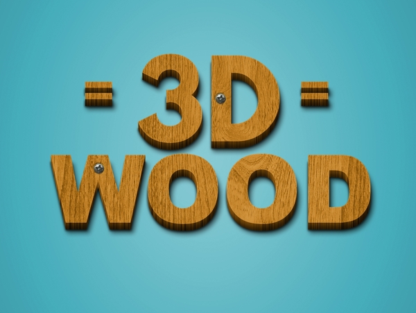3D立体木纹字体样机