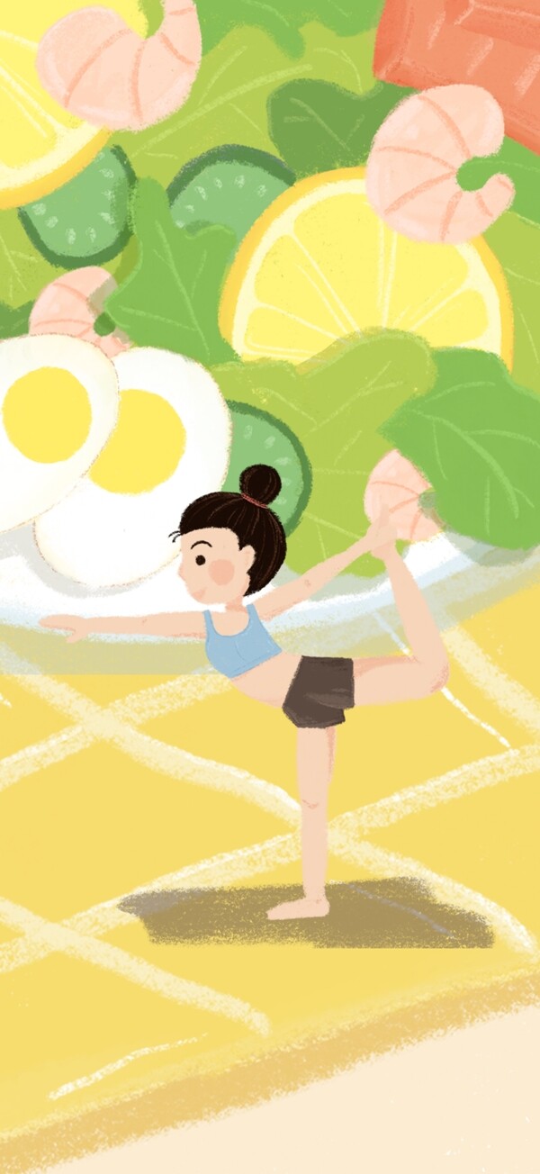 夏季清新三文鱼沙拉全民健身日瑜伽插图