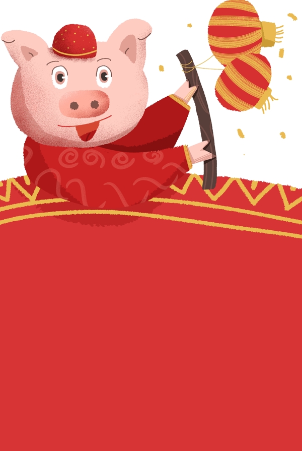 新年小猪边框插画