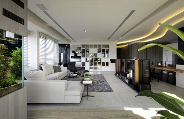 现代清亮客厅白色沙发室内装修效果图