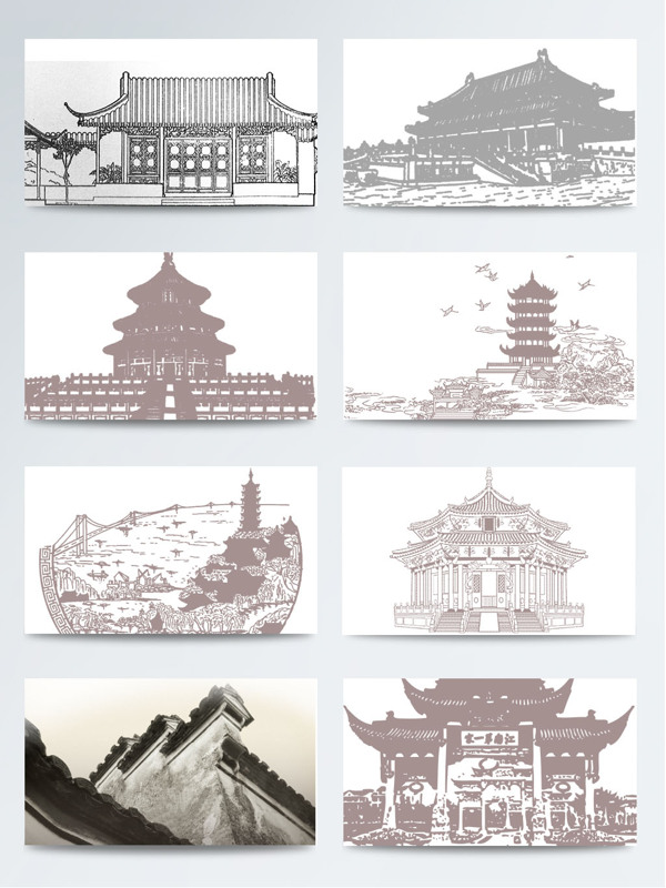 水墨風(fēng)建筑裝飾圖案