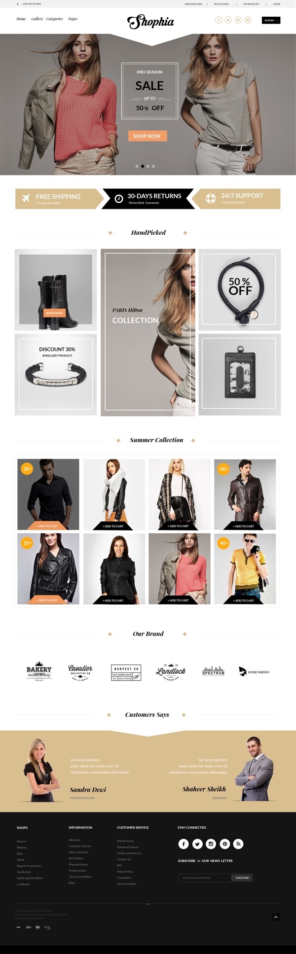 服装服饰简洁时尚网页UI设计模板