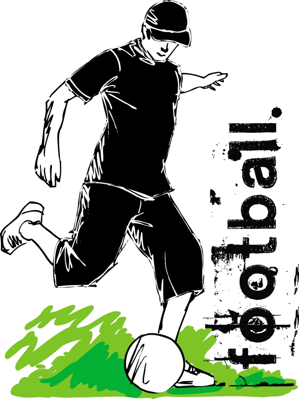 足球運動員踢的球矢量插畫