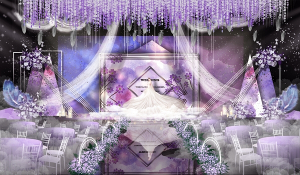 紫色浪漫星空婚礼效果图