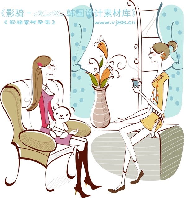 城市時尚生活矢量人物AI0173