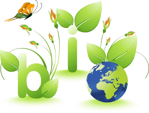 绿色环保促销循环使用地球蝴蝶字母