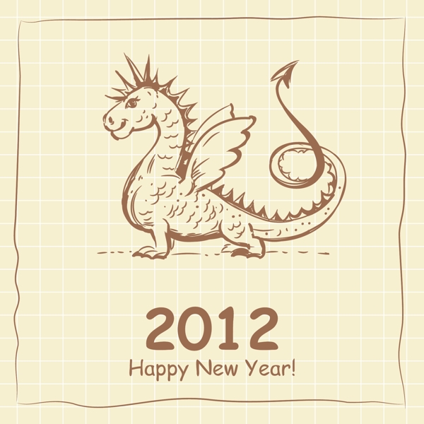2012個(gè)卡通龍牌01矢量