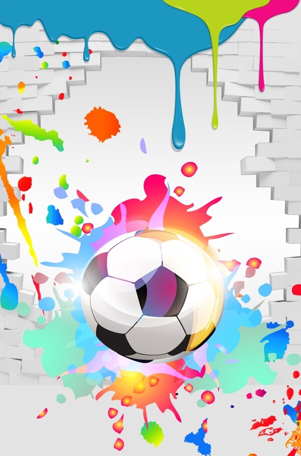 足球泼墨油漆墙板世界杯广告背景