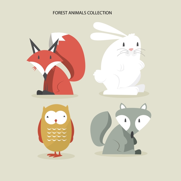 四个可爱的森林动物图片