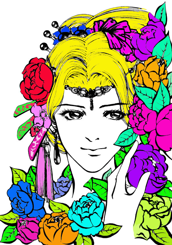 美少女美女彩色人物圖