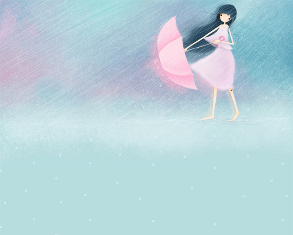 打傘少女