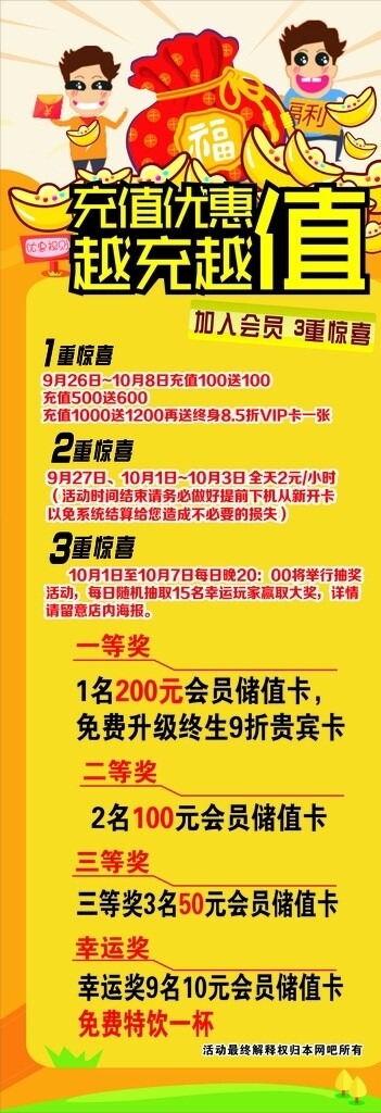 會(huì)員充值展架
