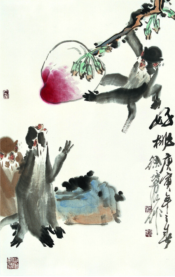 好桃國(guó)畫(huà)圖片