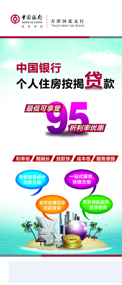 中国银行个人贷款X展架图片