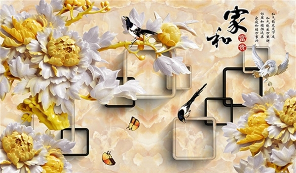 家和富貴玉雕背景墻