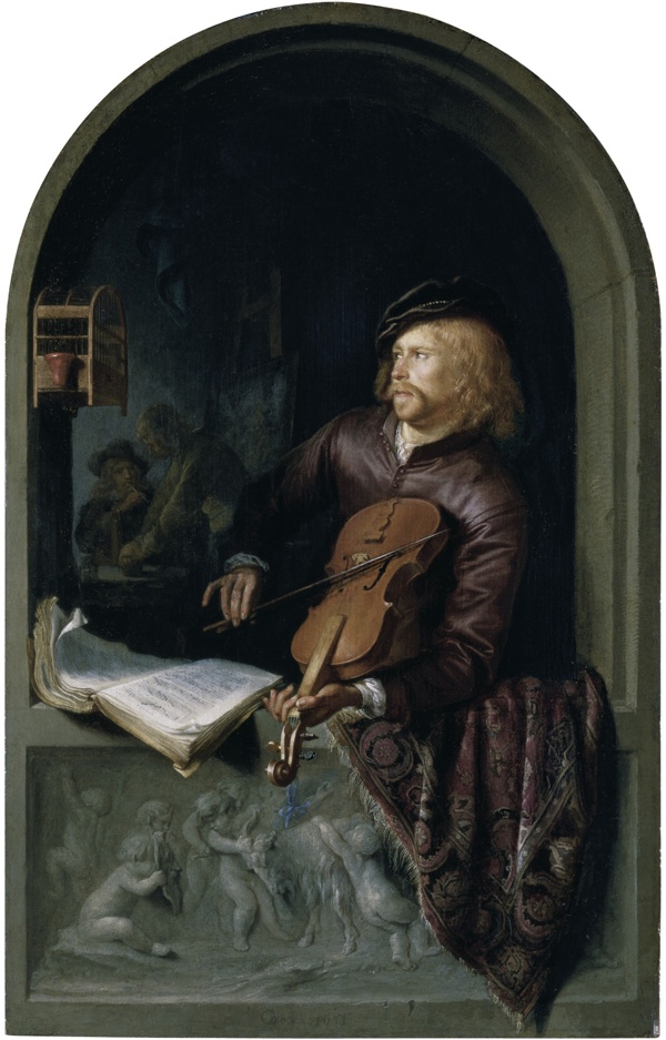 拉小提琴的欧洲男子油画图片