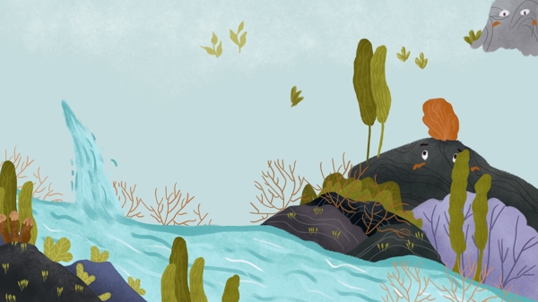 卡通可爱山水背景图设计