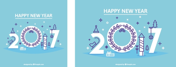 扁平風(fēng)格的新年元素