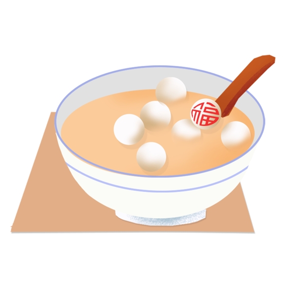 手繪卡通元宵湯圓png元素