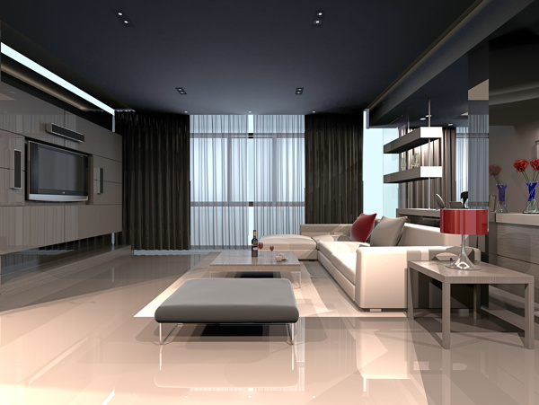 豪华宽敞的客厅设计效果图图片