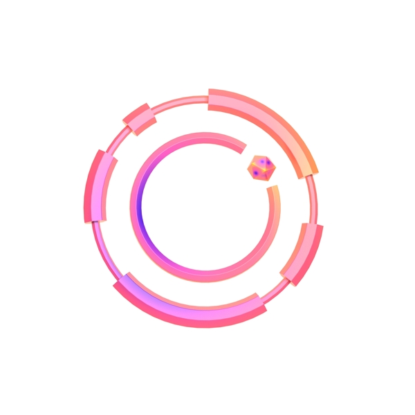 圆圈桃粉色边框立体C4D