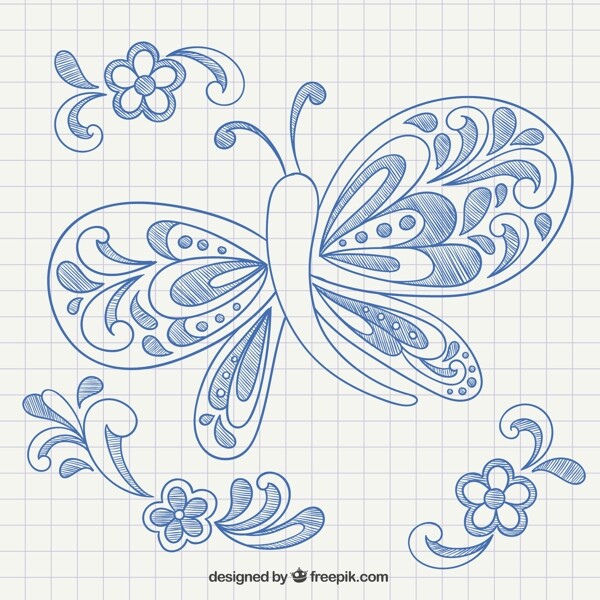 手绘的蝴蝶和饰物