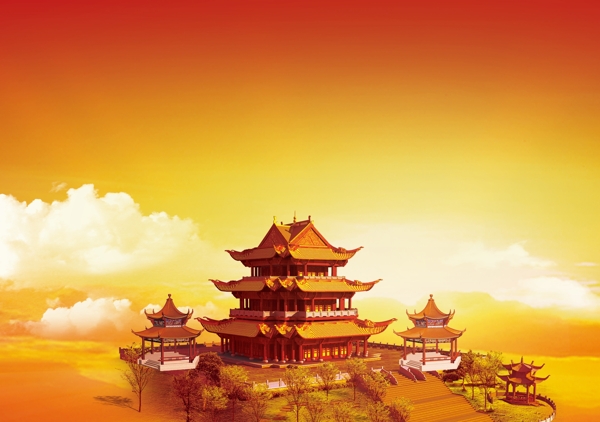 滕王閣建筑啟動(dòng)頁(yè)banner背景