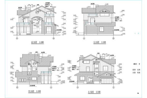 某市二層帶閣樓標準別墅施工設計圖14x14