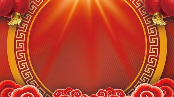 中国风传统新年舞台背景设计