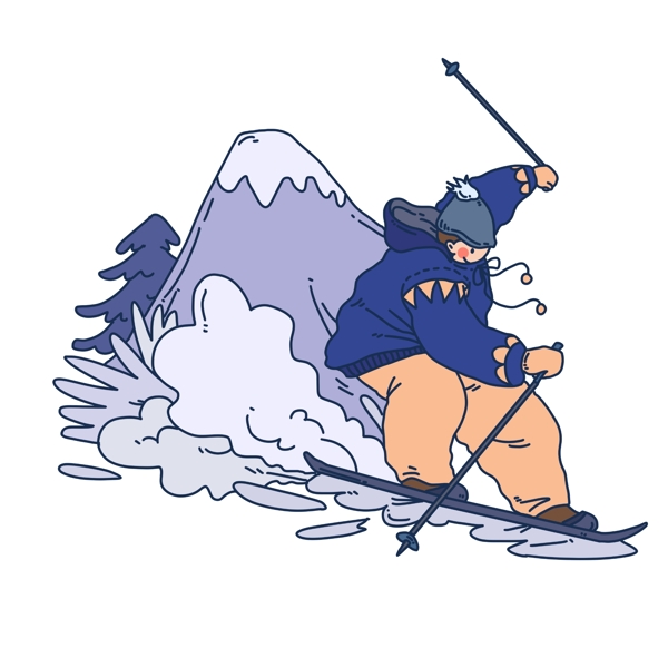 冬季雪上运动滑雪人物插画
