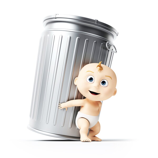 宝宝与垃圾桶图片