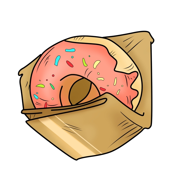 手绘美味甜甜圈插画可商用元素