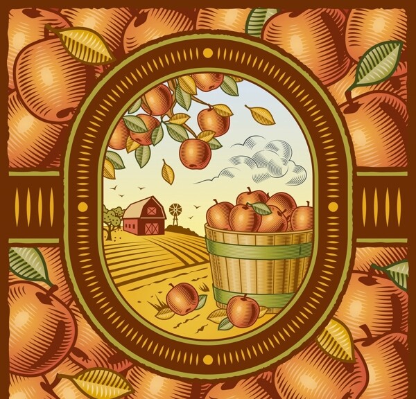 丰收的秋天苹果园图片