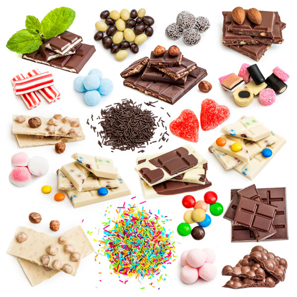 各种美味的巧克力糖果图片
