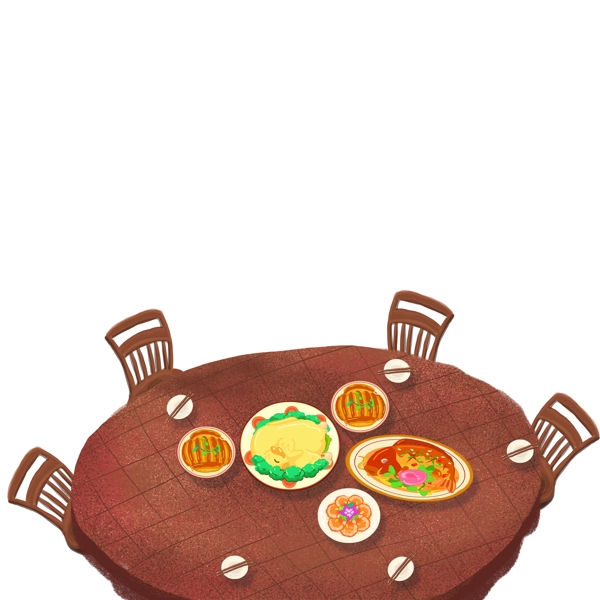 手繪一桌年夜飯?jiān)O(shè)計(jì)元素
