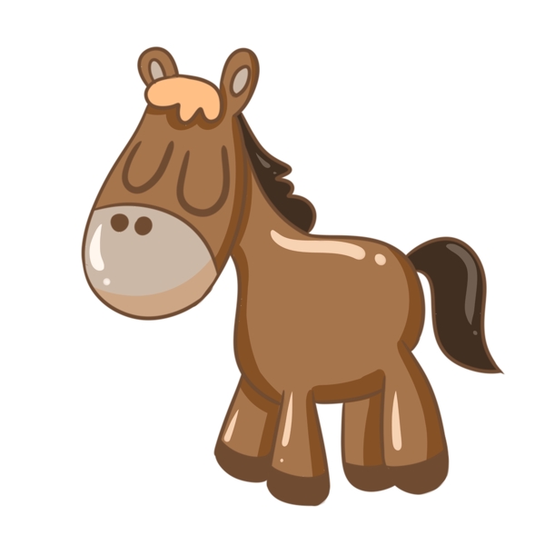 可爱的棕色小马驹插画
