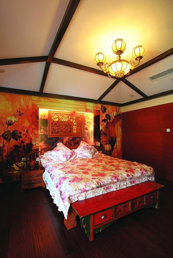 传统中国风格卧室别墅效果图设计