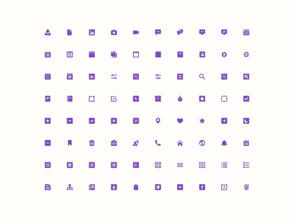 网页UI紫色线性迷你icon图标设计
