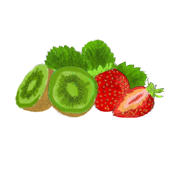 卡通草莓猕猴桃水果免抠图