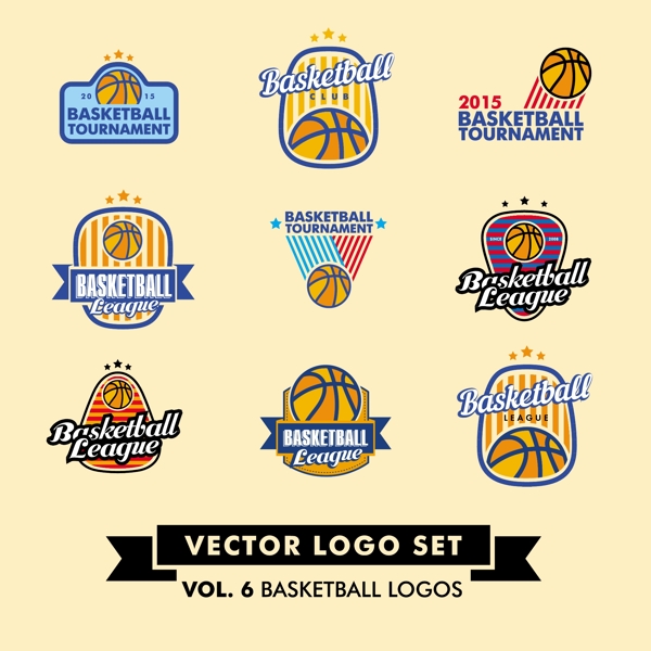 篮球运动标志设计矢量素材下载