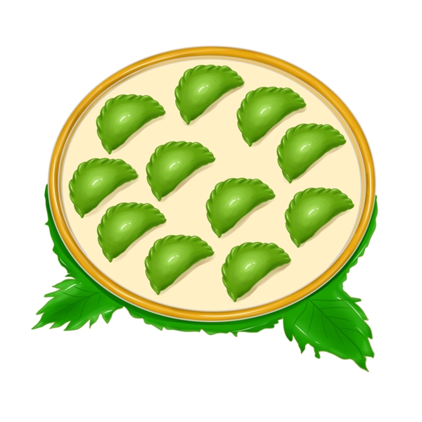 清明节绿色饺子插画