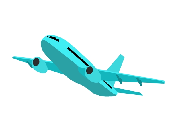 绿色客机飞机插画